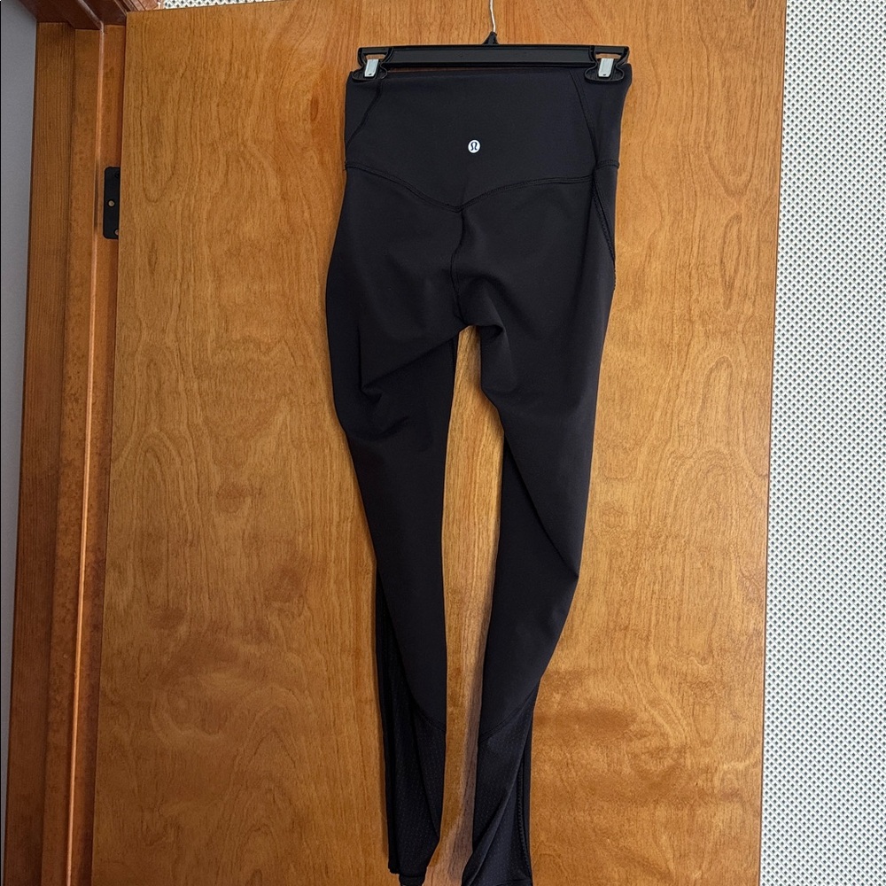 Lululemon high waisted leggings sheer side.